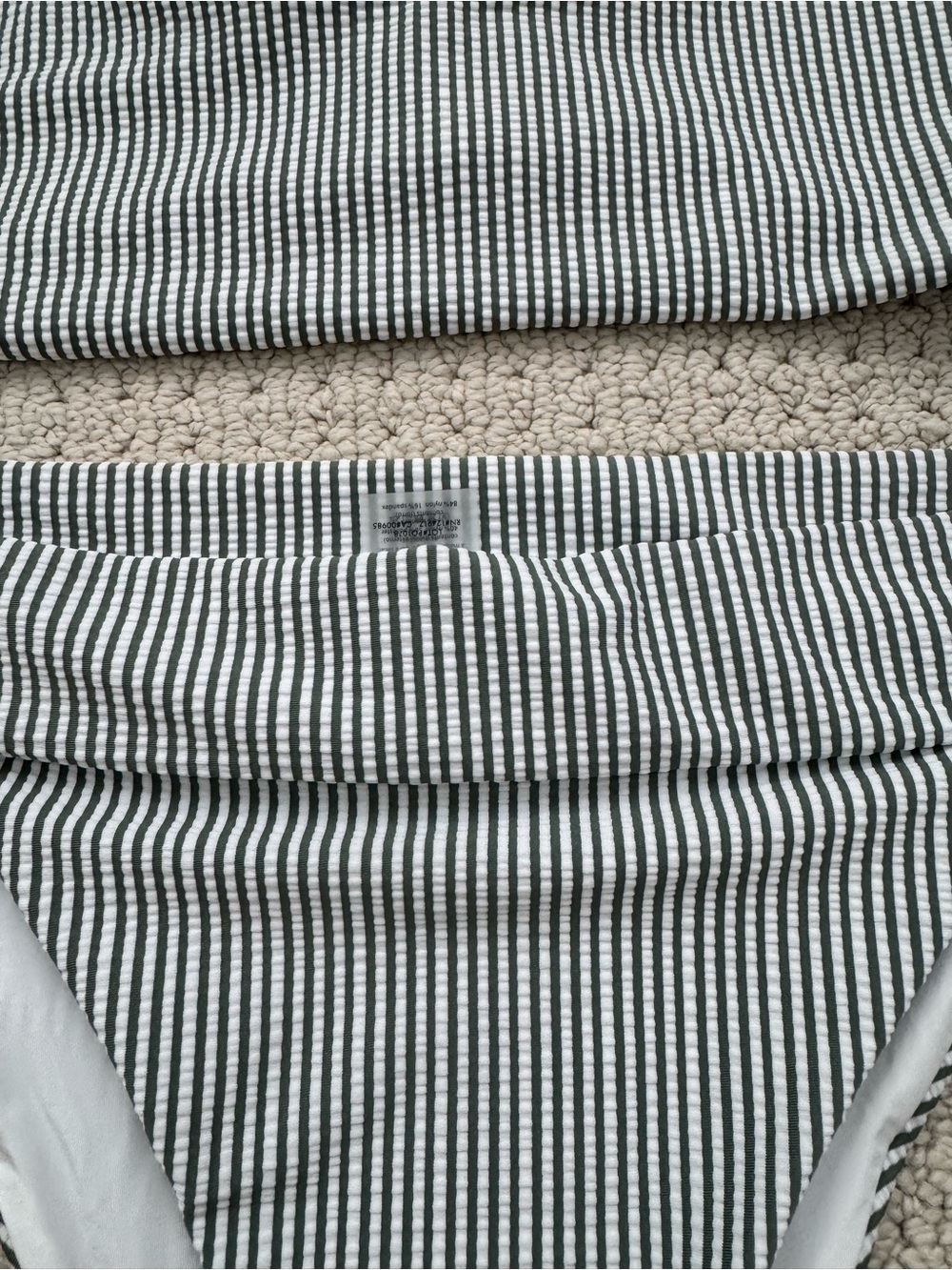 Onia Green and White Ribbed Stripe Bikini Set Size Large - Picture 2 of 3